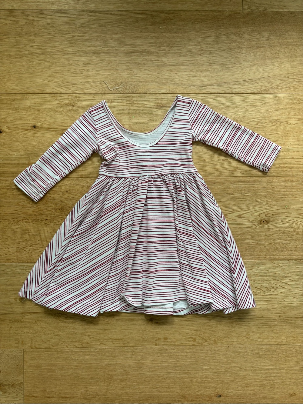 Alice + Ames 3T Red and White Striped Long-Sleeve Dress